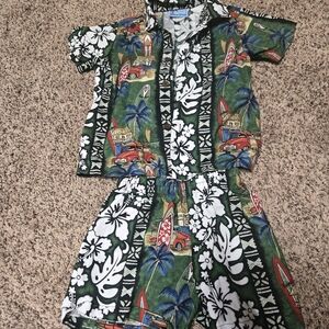 *Size 3T* Kids Tropical Adventure Set - Green Floral